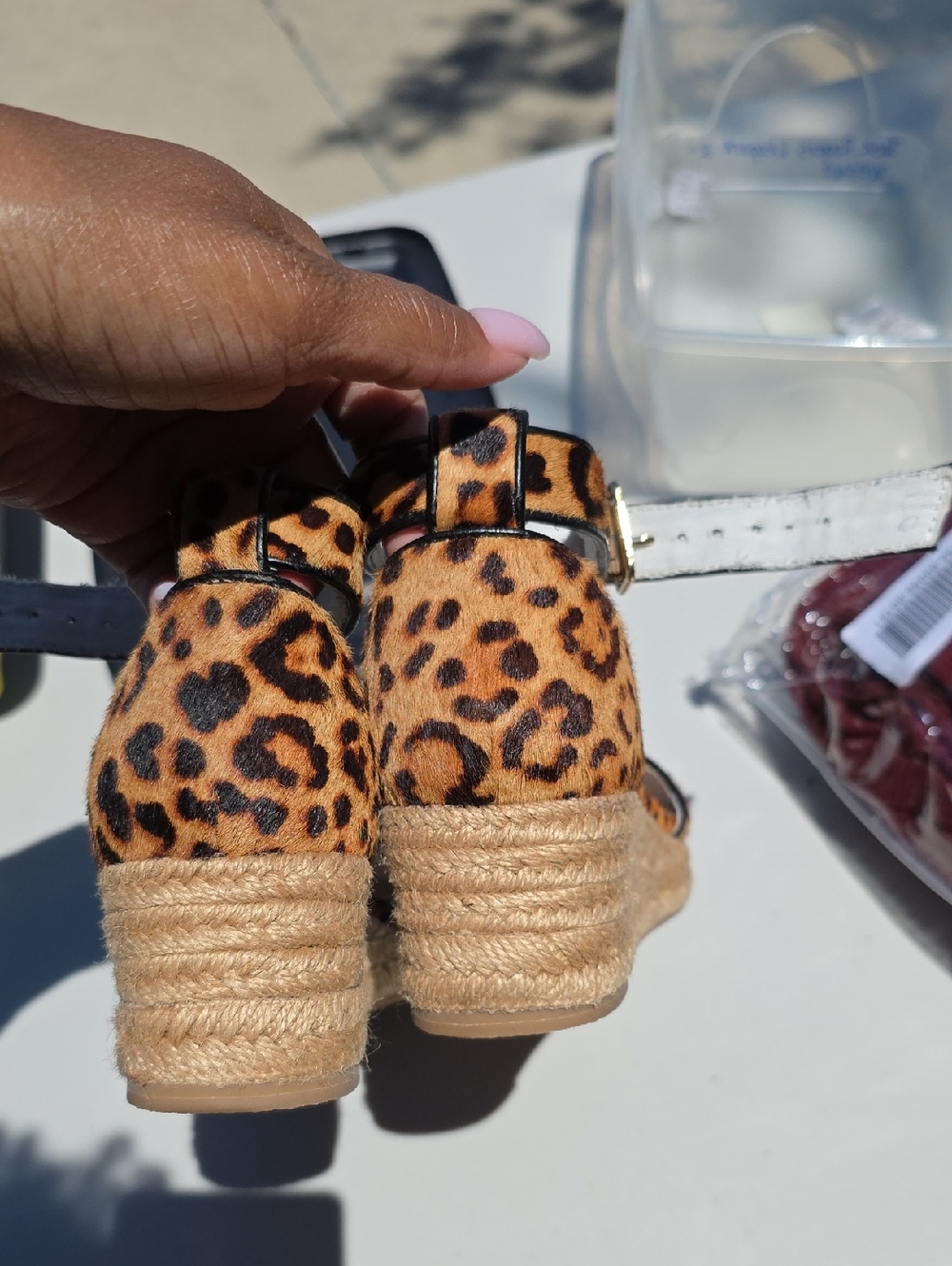 Jack Rogers Leopard Print Ankle Strap Wedges - Tan - Picture 4 of 5